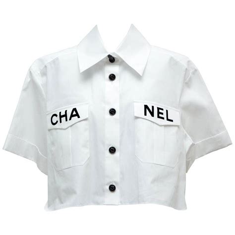 chanel crop top white|authentic chanel shirt.